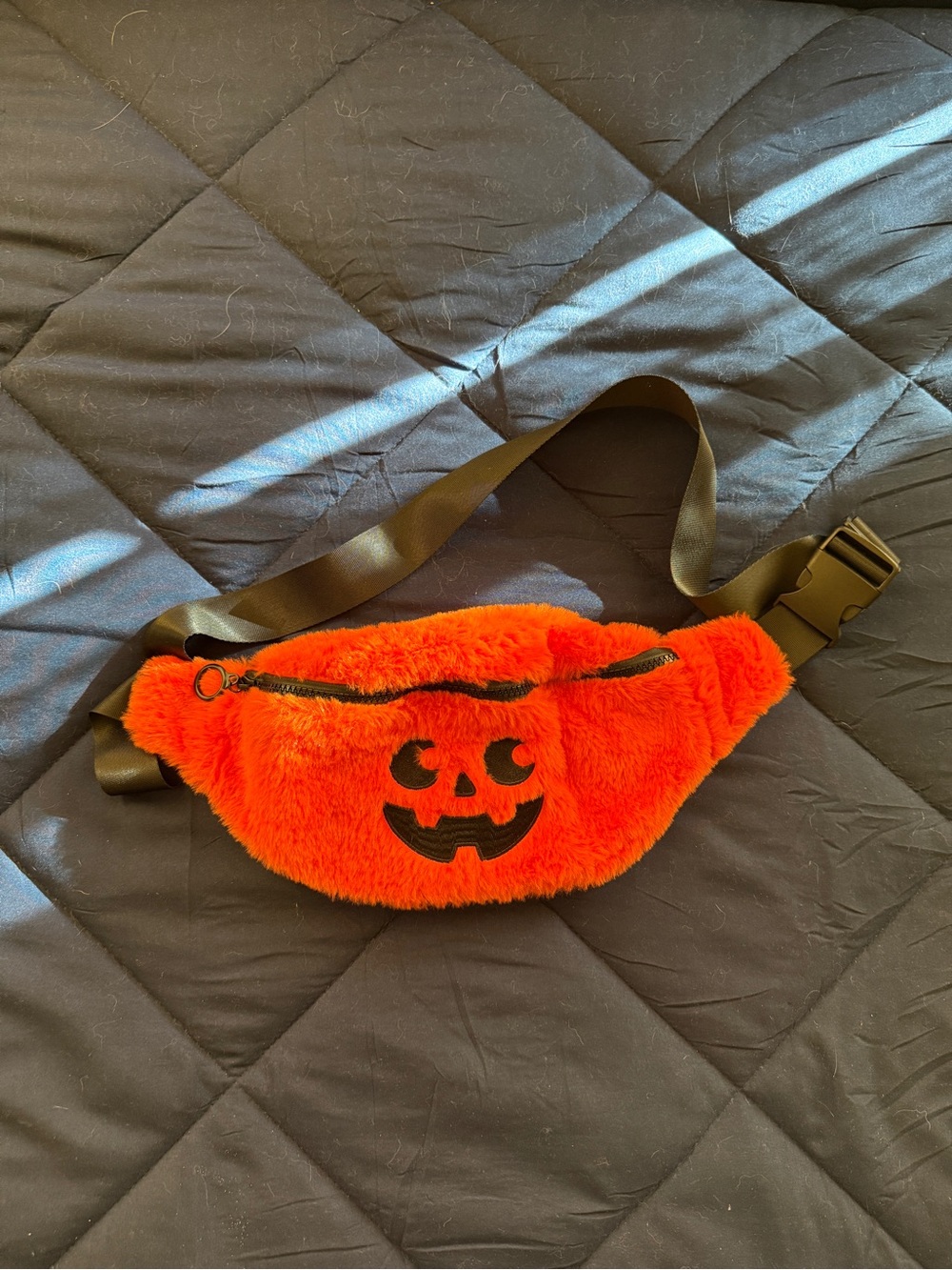 Halloween Pumpkin Face Fuzzy Plush Orange Fanny Waist Bag 🎃
